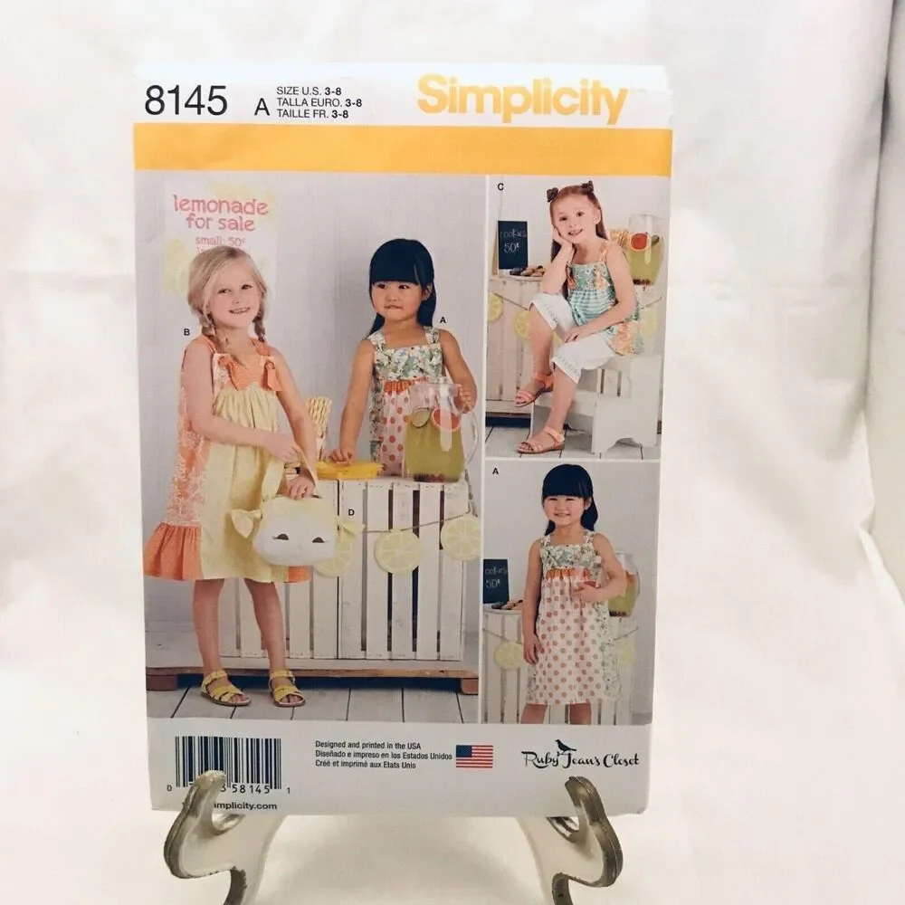 #8145 Simplicity girls dress top shorts sewing pattern size 3-8